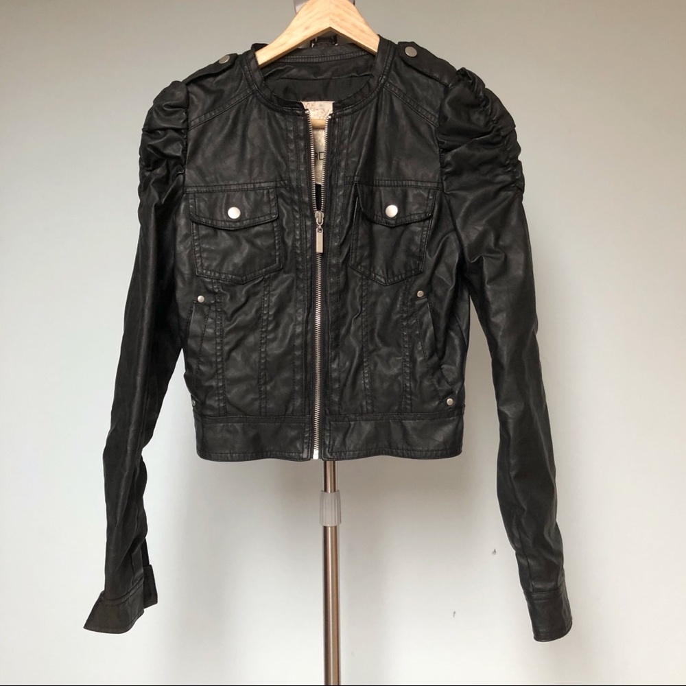Arden B black faux leather jacket